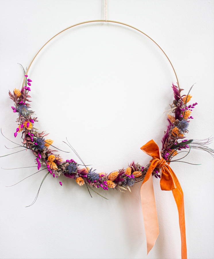 Couronne de fleurs séchées