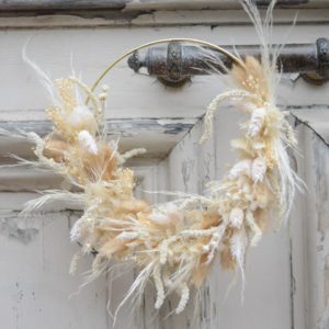 Couronne de fleurs séchées Blanche