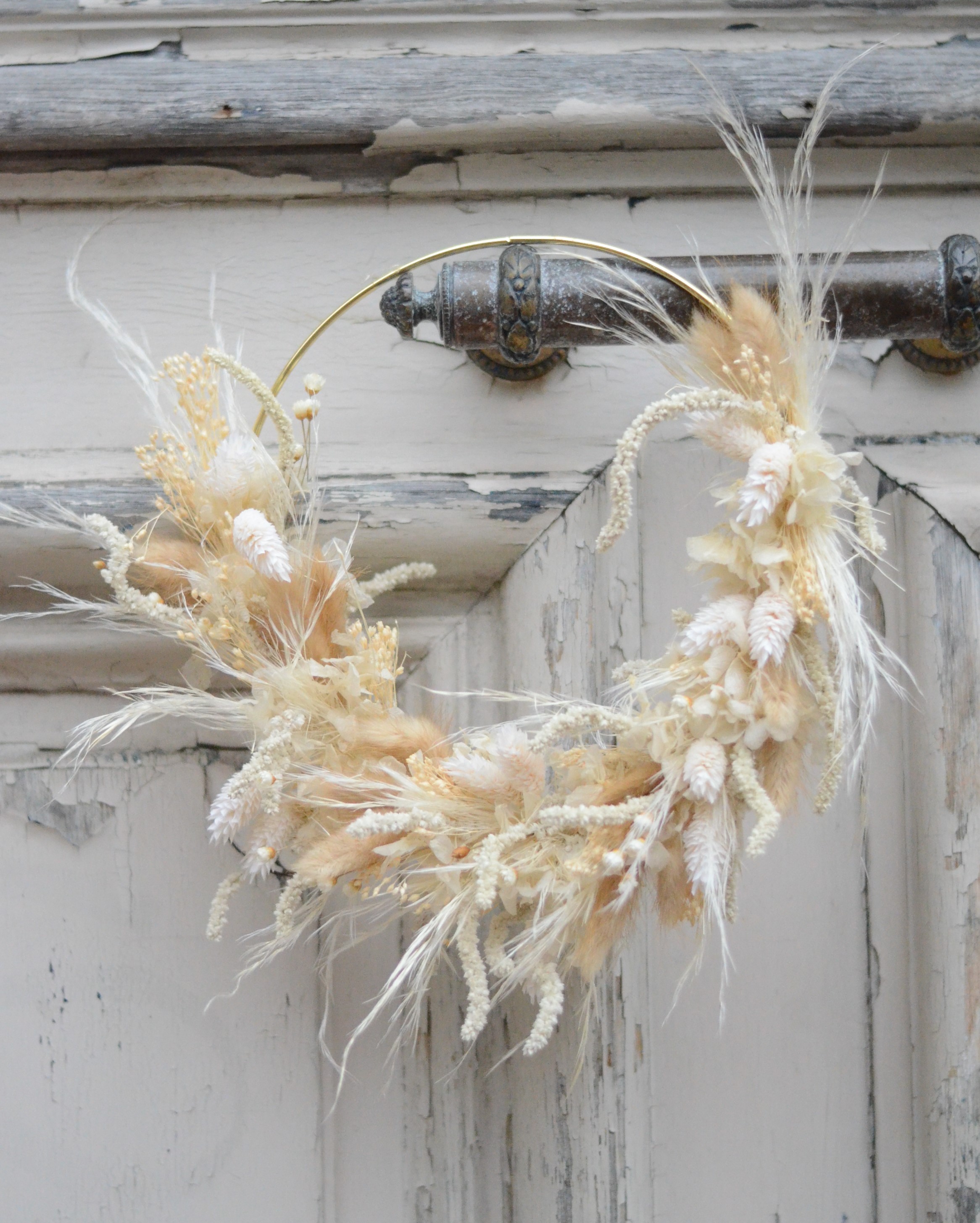 Couronne de fleurs séchées Blanche